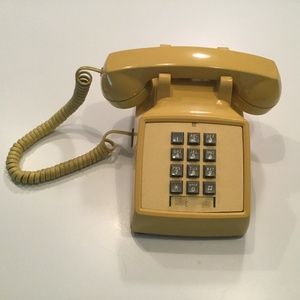 Classic Yellow Push Button Desk Phone
